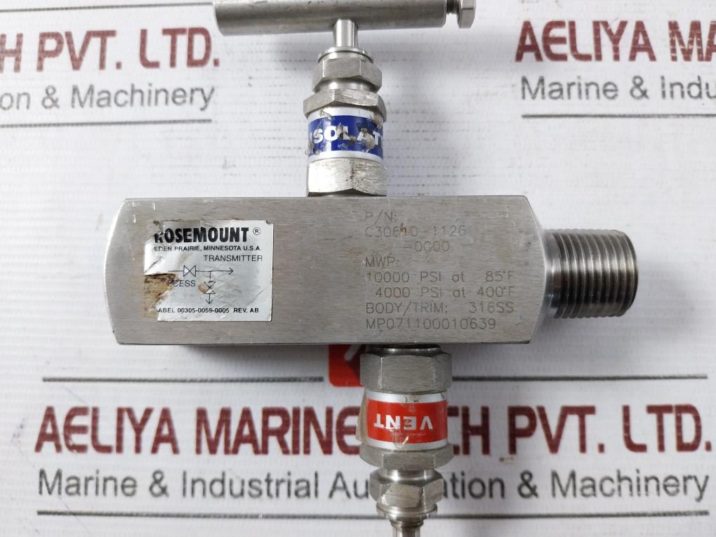 Rosemount C30610-1126-0000 In-line Manifold Transmitter 10000 Psi At 85°F M1889