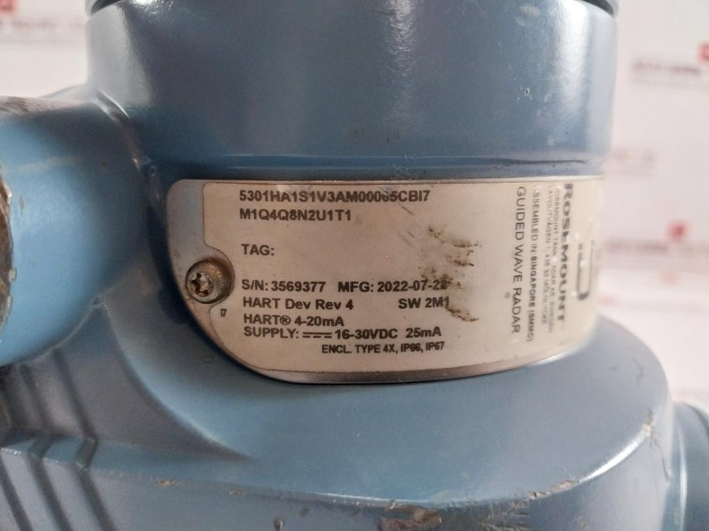 Rosemount Guided Wave Radar Level Transmitter 5301Ha1S1V3Am00065Cbi7 5300 Ser.