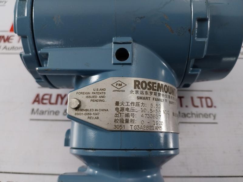 Rosemount Tg3A2B21Am5 Hart 3051 Pressure Transmitter 4-20 Ma Rev Aa 0-1600 Kpa