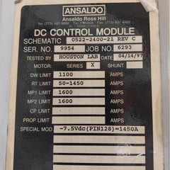 Ross Hill  Dc Control Module Series X 1100 Amps 0522-2400-21