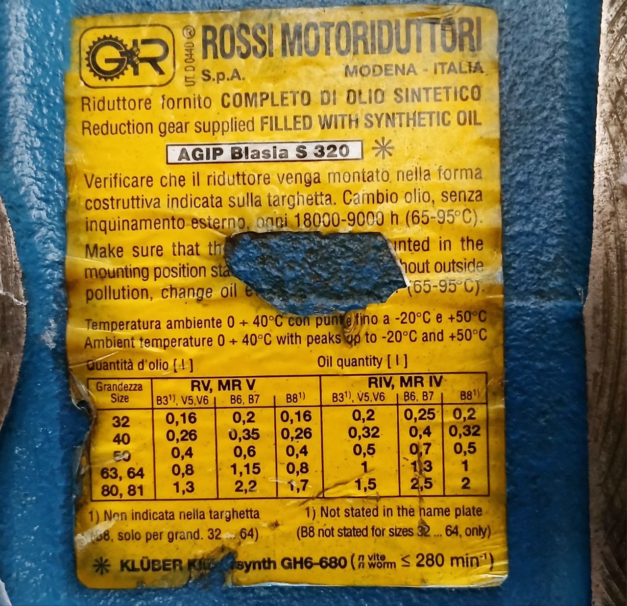 Rossi Motoriduttori Ms711-4 3-phase Motor & Brake W/ Mriv 62 U02a Gear Box