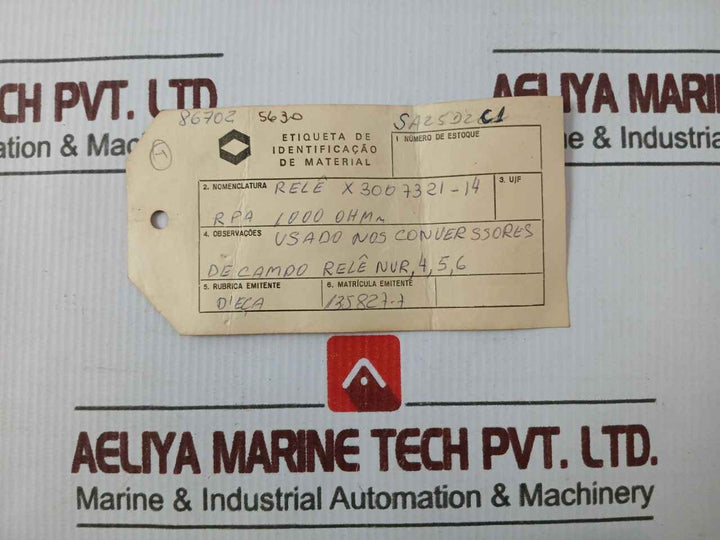Rpa 373 Relay X3007321-14 1000 Ohm