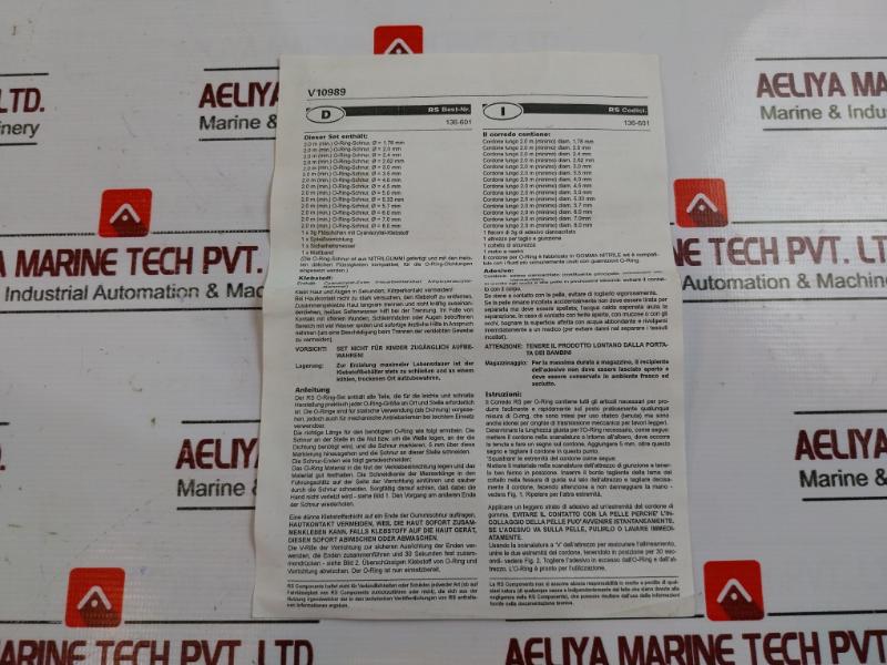 Rs 136-601 Components Ltd. O-ring Splicing Kit 2m Cords