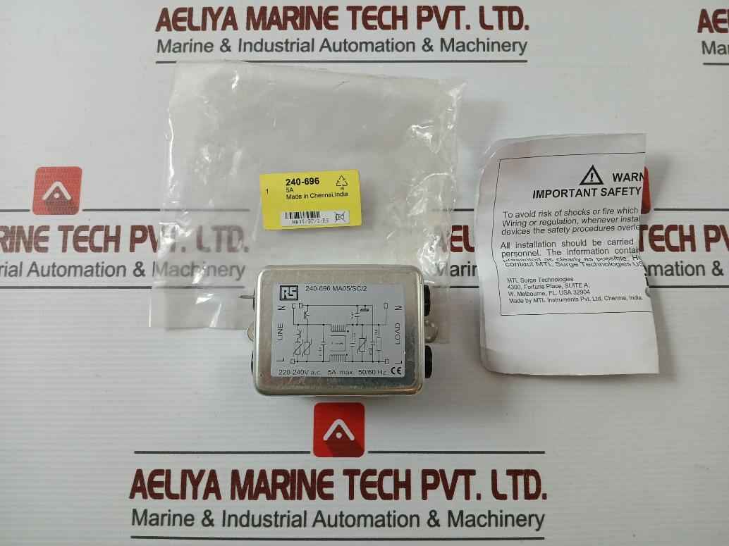 Rs 240-696 Chassis Mount Rfi Filter 5A Max 50/60 Hz