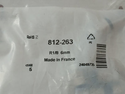 Rs 812-263 Pneumatic Straight Connector/Fitting R1/8 6Mm (1 Pack = 5 Pcs)