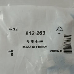 Rs 812-263 Pneumatic Straight Connector/Fitting R1/8 6Mm (1 Packet = 5 Pcs)