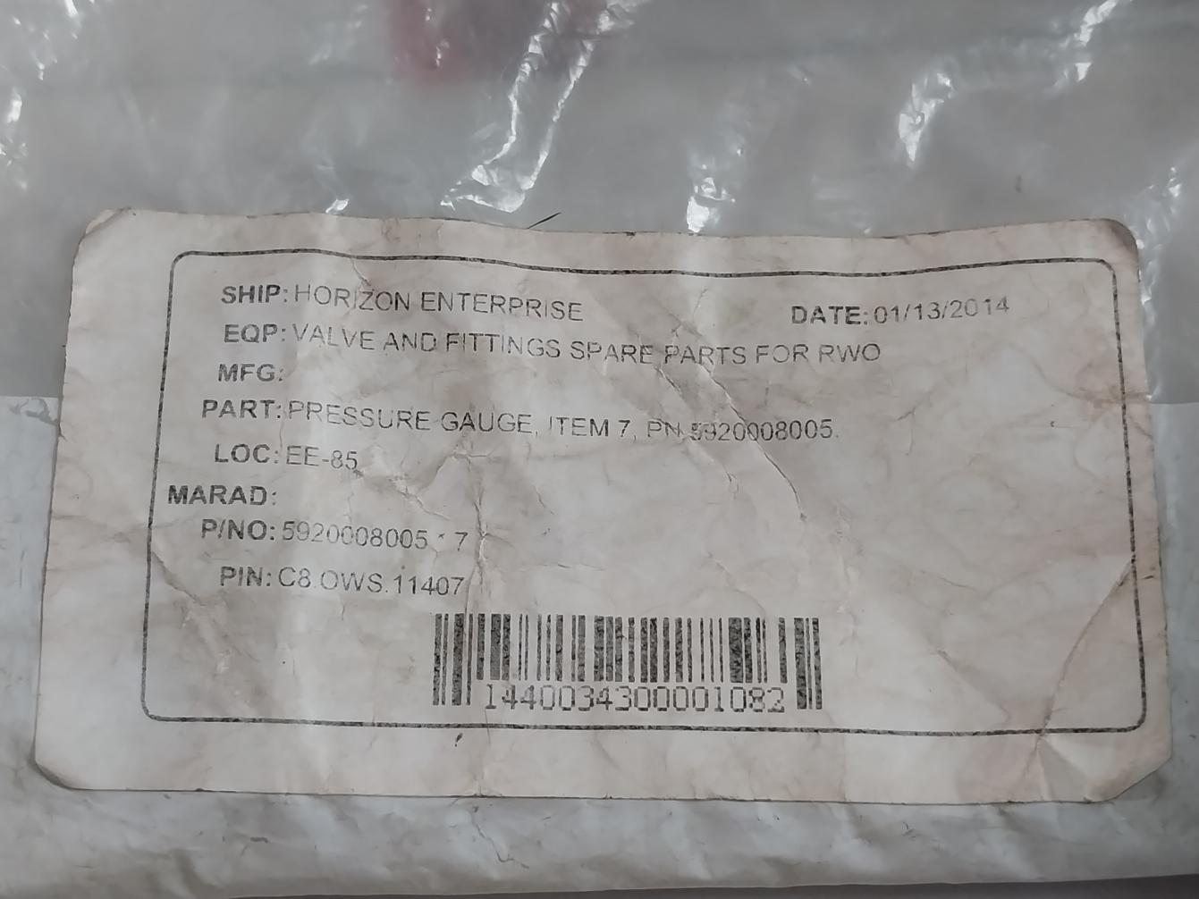 Rwo En 837-1 Pressure Gauge 0-140/145 Psi/0-10 Bar