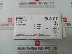 S-20 Pressure Sensor Transmitter Power Supply 8-35V Max.25Ma Wika