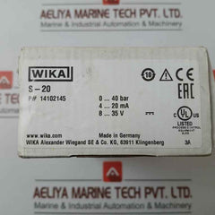 S-20 Pressure Sensor Transmitter Power Supply 8-35V Max.25Ma Wika