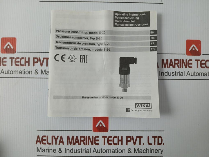 S-20 Wika Pressure Sensor Transmitter Power Supply 8-35V Max. 25Ma