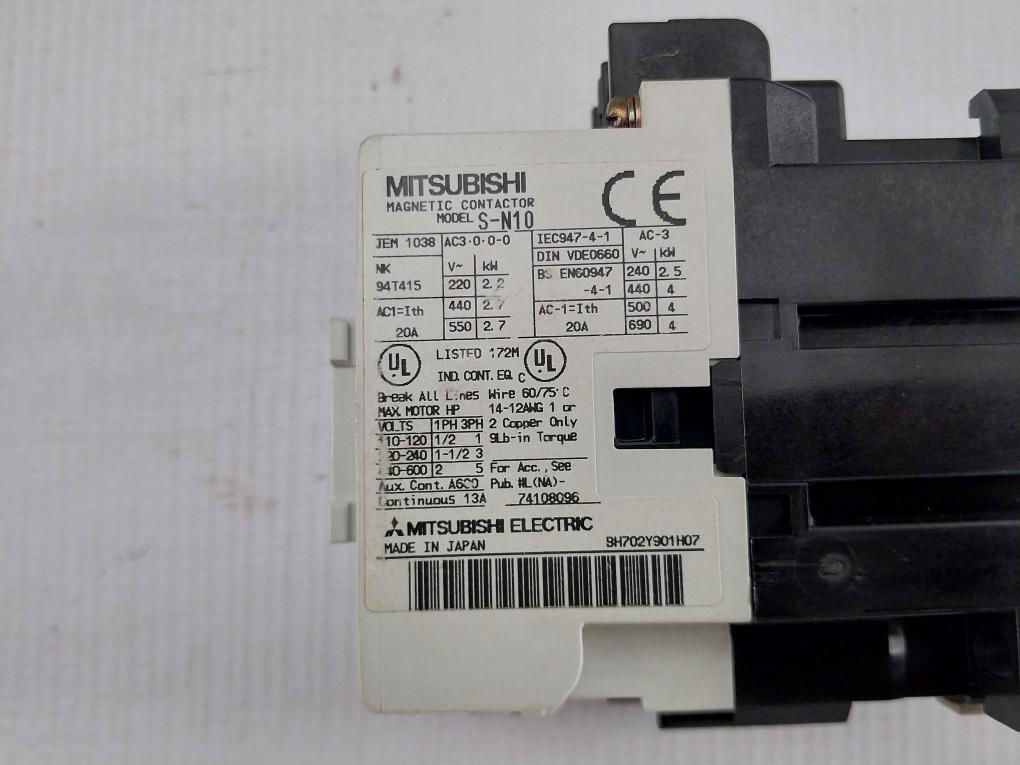 S-n10 Magnetic Contactor 100-110V 50/60Hz Mitsubishi Electric