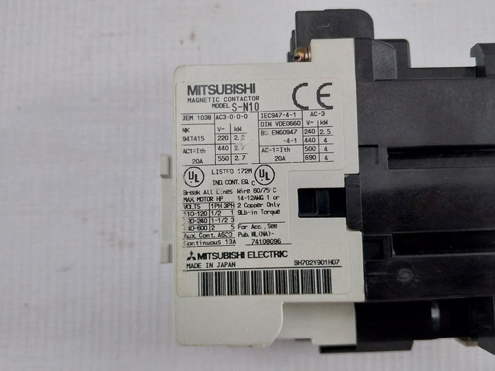 S-n10 Magnetic Contactor 100-110V 50/60Hz Mitsubishi Electric