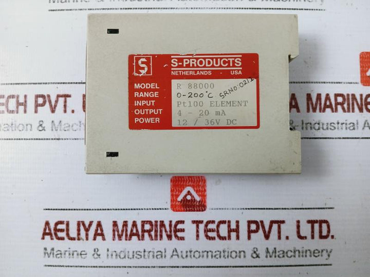 S-products R-88000 Transmitter, 0-200°c Range, Pt100, 4-20ma