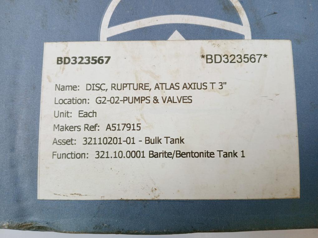 Fike A5179-50 Axius BT Rupture Disc 3" 6.50 BARG at 22°C