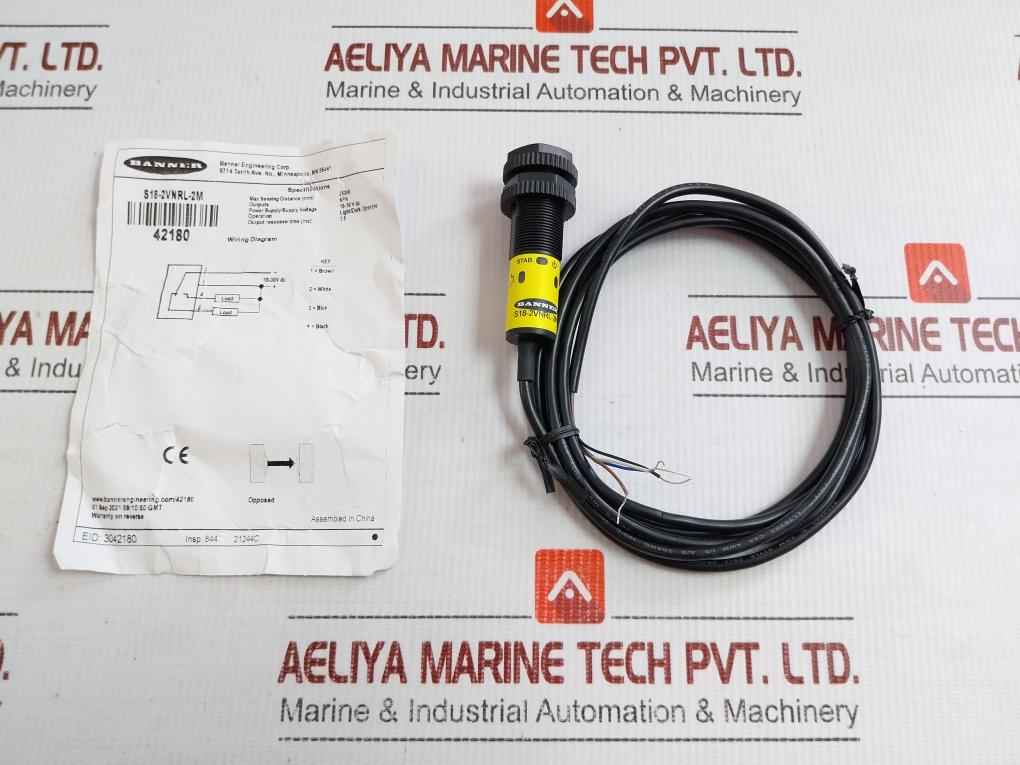 S18-2Vnrl-2M Plastic Barrel Photoelectric Sensor Banner Engineering
