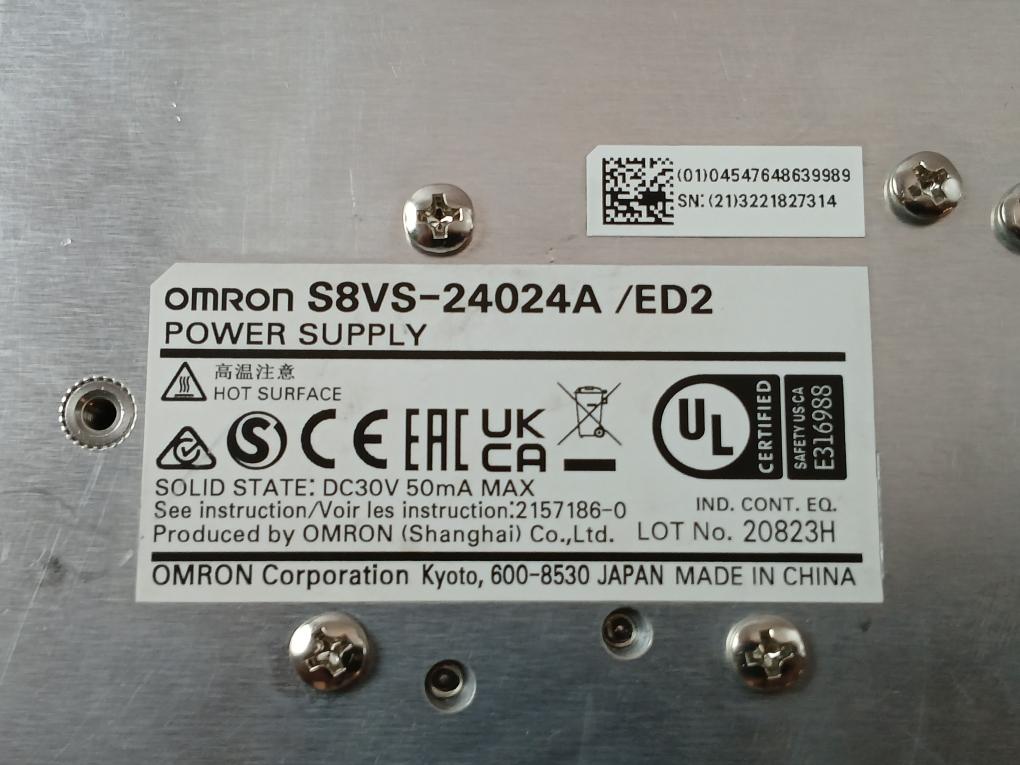 S8Vs-24024A/Ed2 Power Supply Omron Out-dc24V 10A