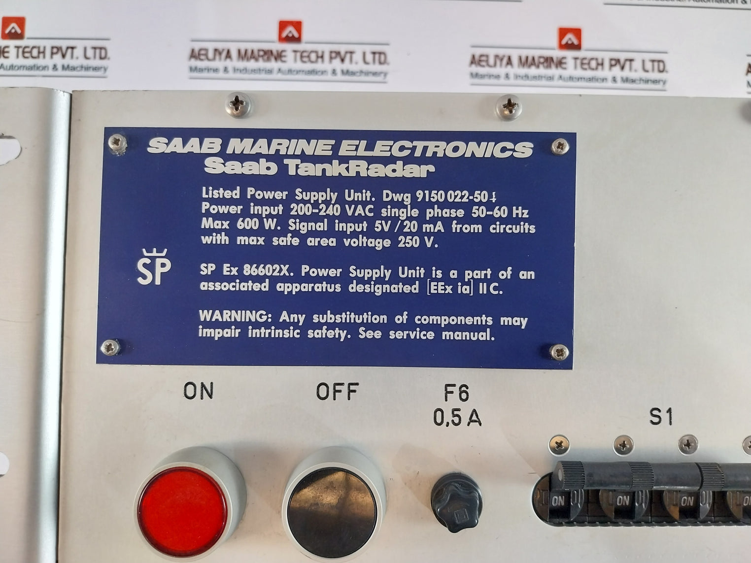 Saab Tankradar 9150 022-504 Power Supply Unit 200-240 Vac