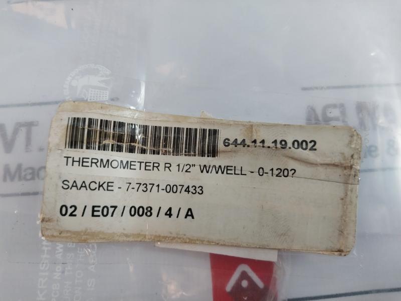 Saacke 0-120°C Thermometer R1/2” W/Well