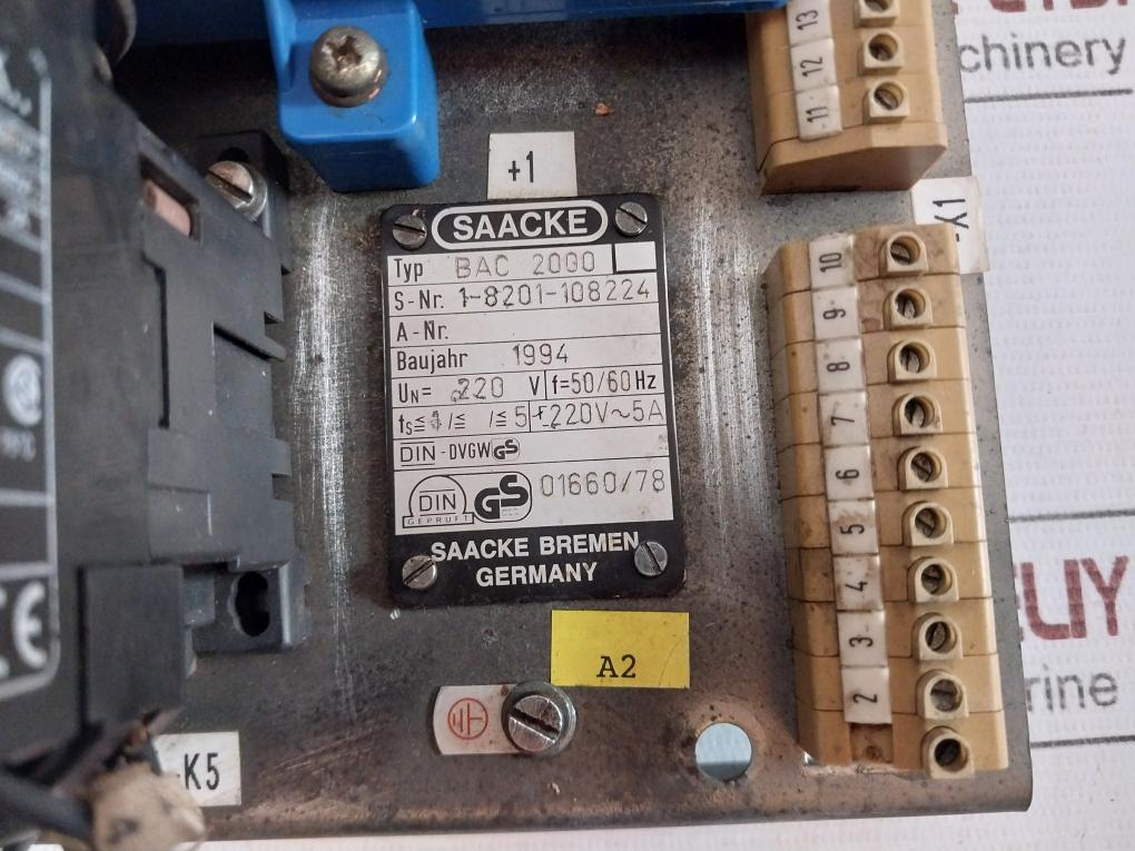 Saacke Bac 2000 Burner Control Unit 50/60Hz 10A 600V 4109101