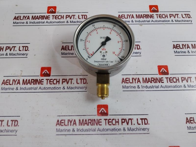 Saacke En 837-1 Pressure Gauge 0-10 Kpa / 0-100 Mbar, Overpressure Safe 1 Bar