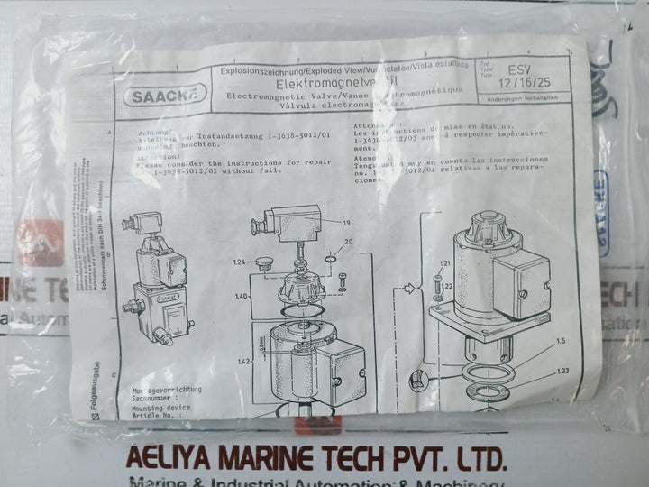 Saacke Esv 12/16/25 Repair Kit For Electromagnetic Valve