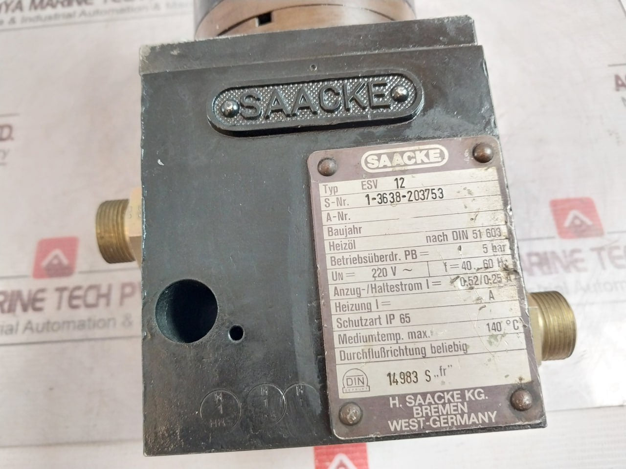 Saacke Esv 12 Electro Magnetic Valve 41 01409E02 220 40/60Hz 5 Bar