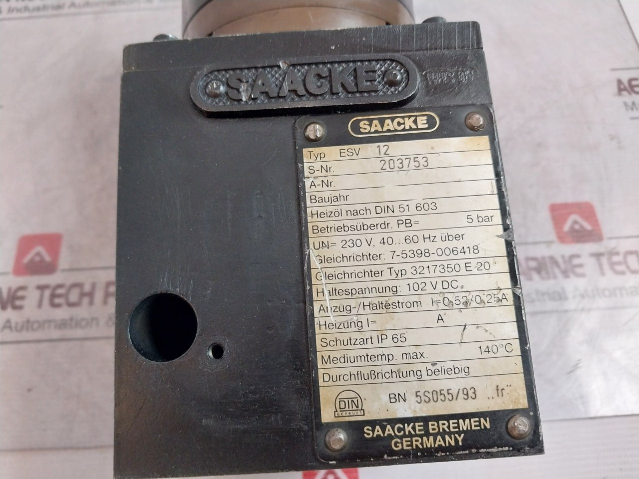 Saacke Esv 12 Electro Magnetic Valve 7-5398-006418 230V 40...60 Hz Uber