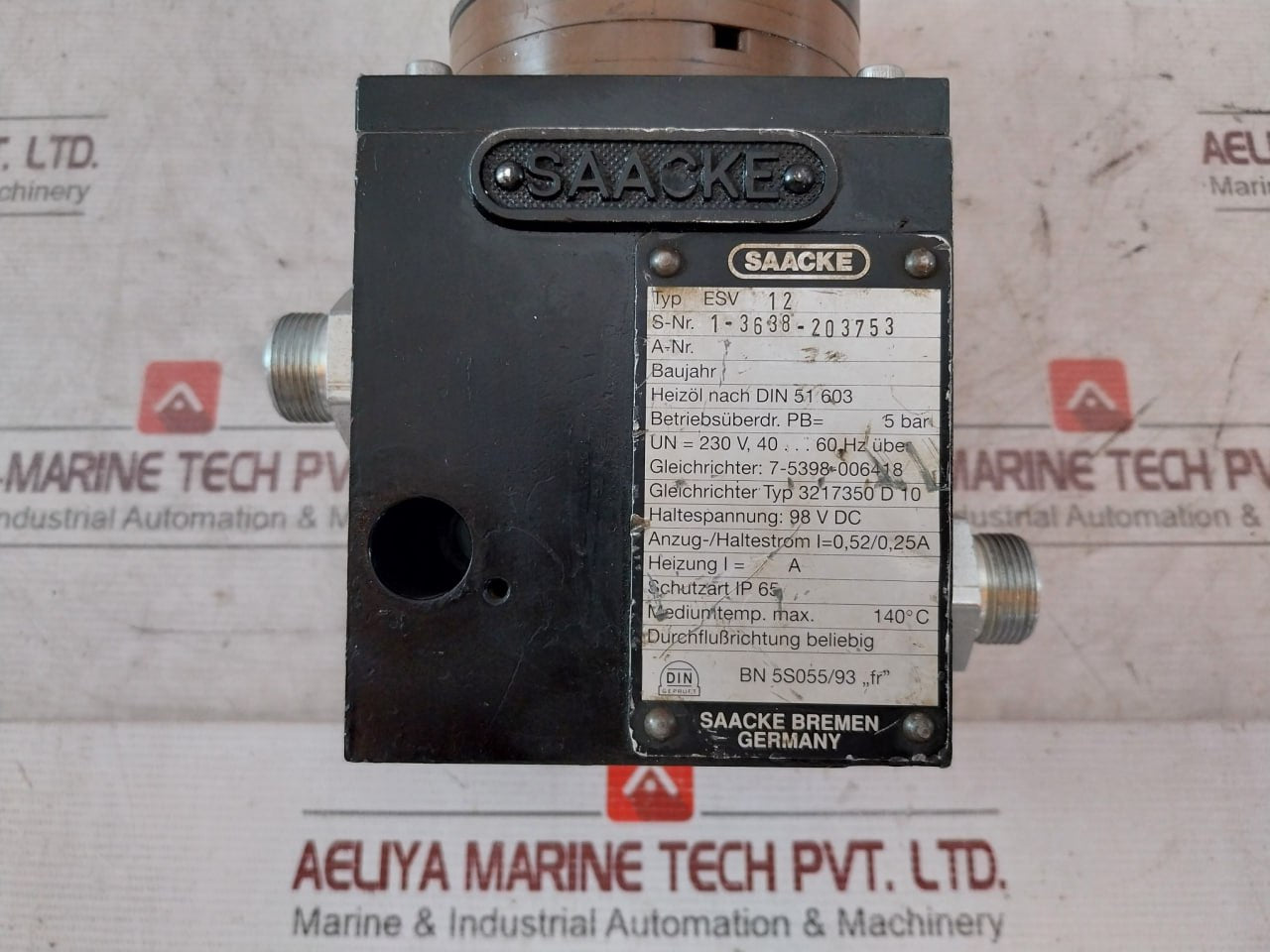 Saacke Esv 12 Electromagnetic Valve 230V 40-60Hz 5Bar 98Vdc Ip65