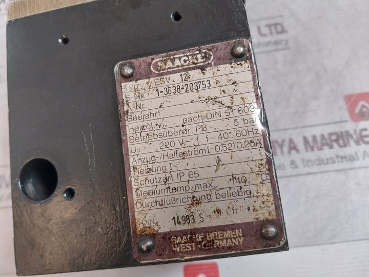 Saacke Esv 12 Pressure Range Electromagnetic Magnetic Valve 102Vdc