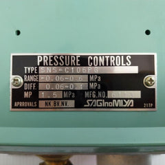 Saginomiya Pressure Control Switch Range-0.06~0.6 Mpa Sns-c106Pg