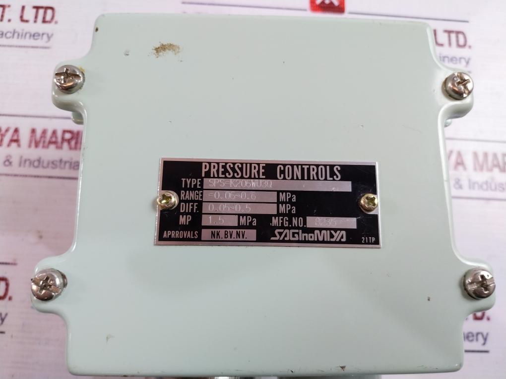 Saginomiya Sps-k206wu3q Pressure Switch -0.06~0.6 Mpa 0.05~0.5 Mpa