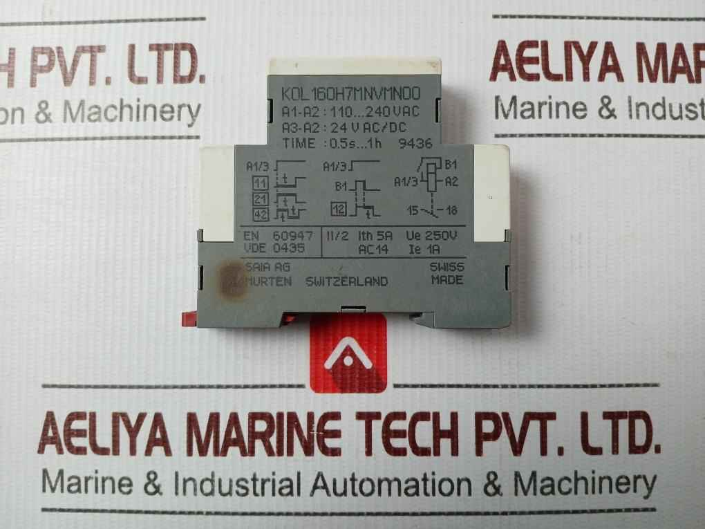 Saia Kol 160H7Mnvmn00 Multi-range Timer Relay 110-240Vac 24Vac/Dc