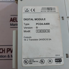 Saia Pcd4.A400 Digital Output Module Version: B, 24Vdc/0.5A