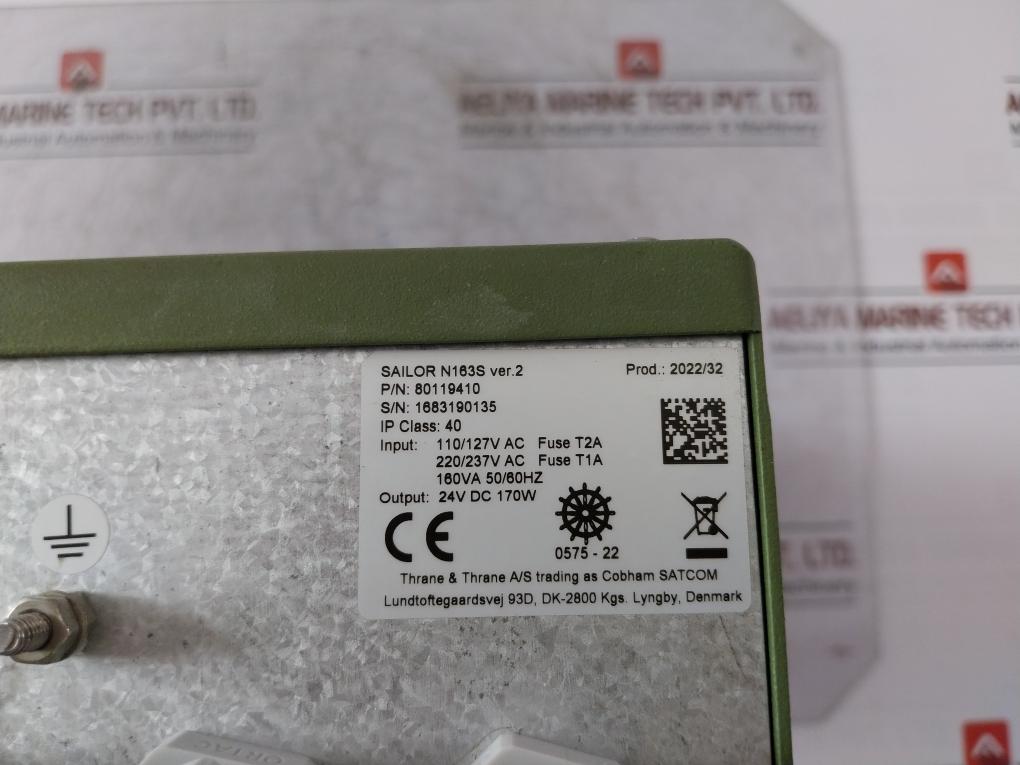 Sailor N163S Ac/Dc Power Supply 80119410 160Va 50/60Hz 24V Dc 170W 94V-0 96/45-4