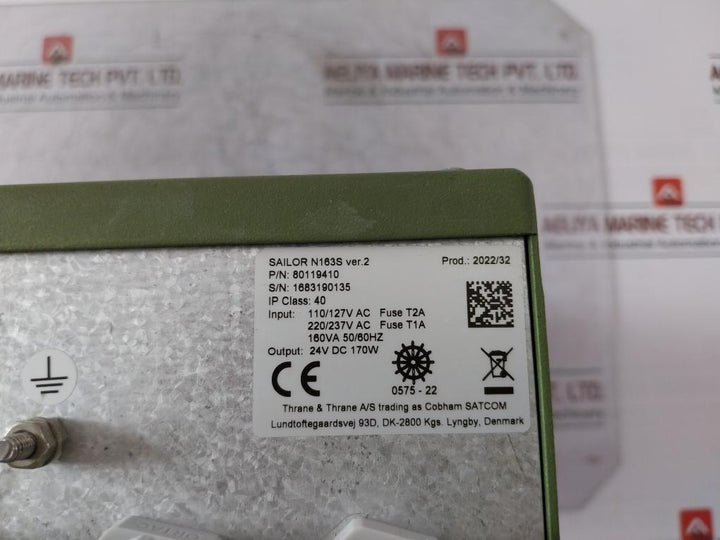 Sailor N163S Ac/Dc Power Supply 80119410 160Va 50/60Hz 24V Dc 170W 94V-0 96/45-4