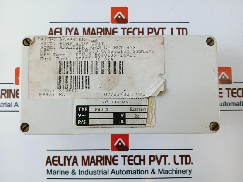 Salen & Wicander Marine PSU 2 Analyser Gas Detect System 24 Vdc