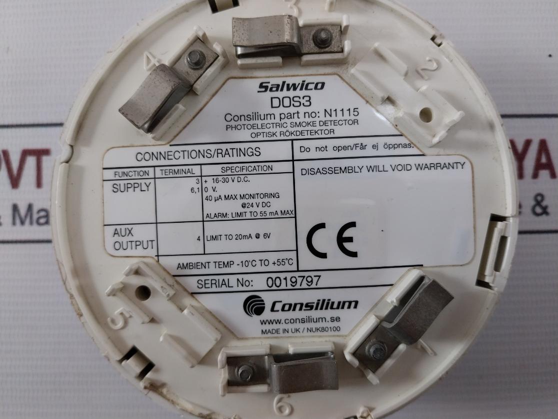 Salwico Dos3 Photoelectric Smoke Detector N1115 24V 16-30Vdc