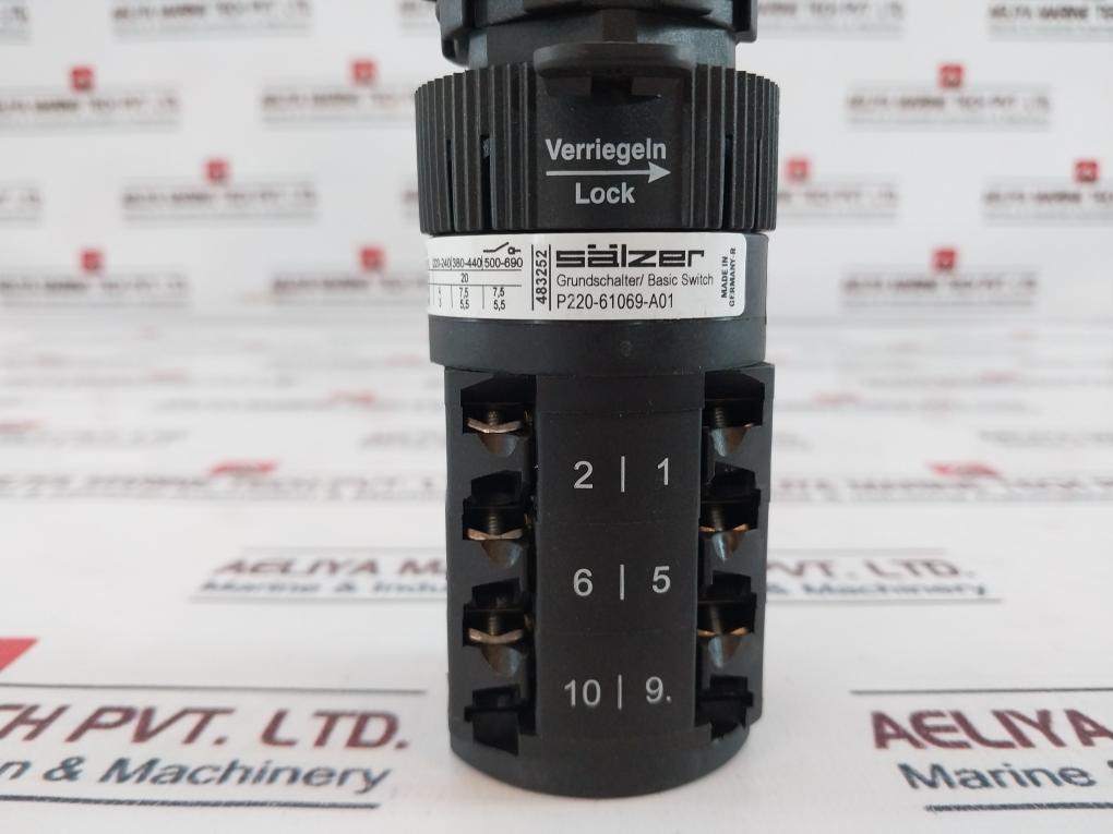 Salzer P220-61069-219M1 Rotary Cam Switch 20A, 300Vac