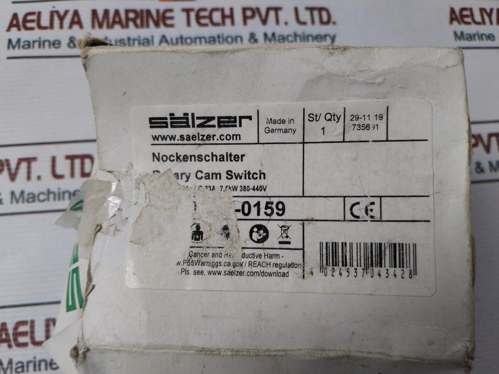 Salzer P220-dk-0159-a01 Rotary Cam Switch 20A, 300Vac