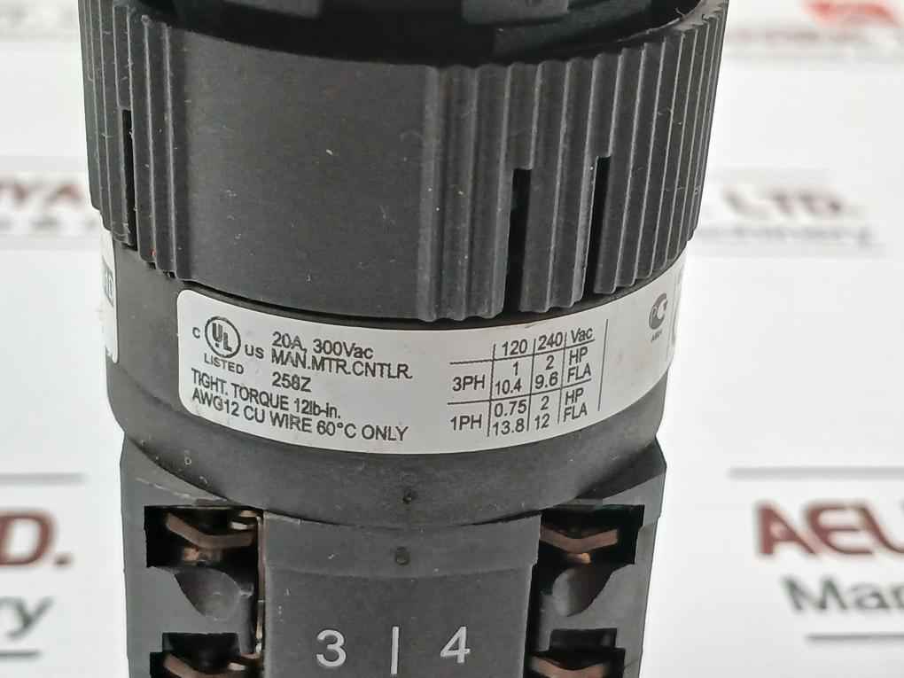 Salzer Rotary Cam Switch 20A, 300Vac Part: P220-61052-s001D