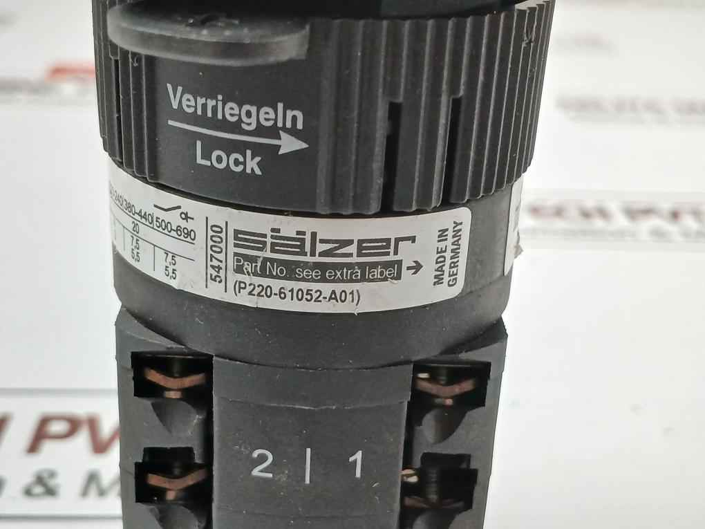 Salzer Rotary Cam Switch 20A, 300Vac Part: P220-61052-s001D