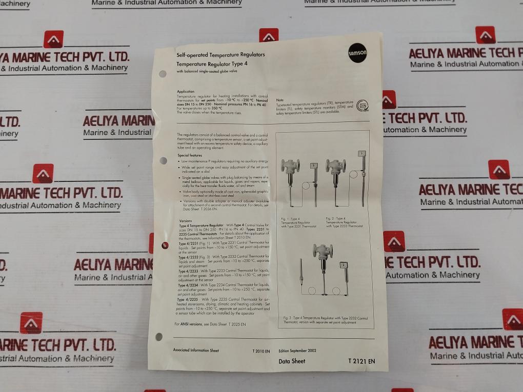 Samson 2231-0085 02 Thermostat Temperature Regulator Type 4 22310001501