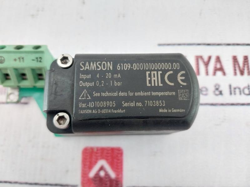 Samson 6109-00010100000.00 Ip Converter 4-20Ma Input 0.2-1 Bar Output