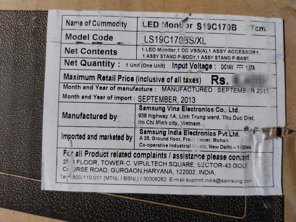 Samsung LS19C170BS/XL 47CM Wide LED Monitor (1366X768)