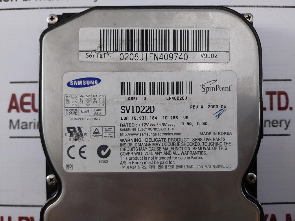 Samsung Sv1022D 2Gb Ide Hard Drive Rev A Psgbn4F5A80344 V9102 Bf41-00024A