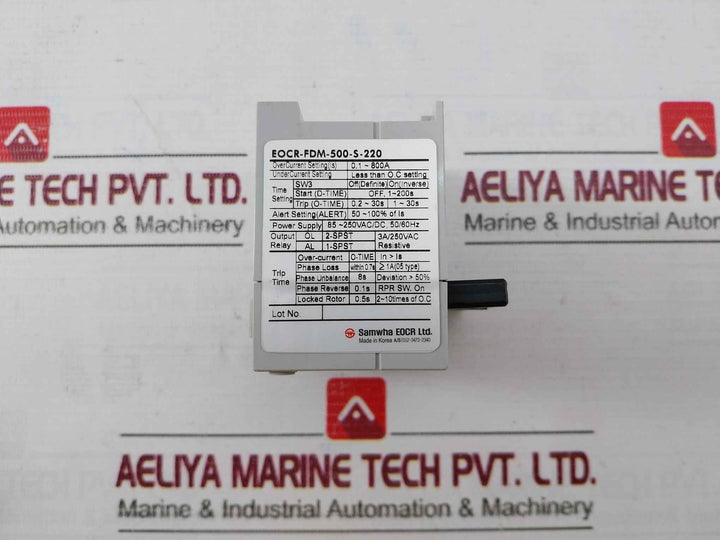 Samwha Eocr-fdm-500-s-220 Motor Protection Relay With Connector Cable 80C 300V