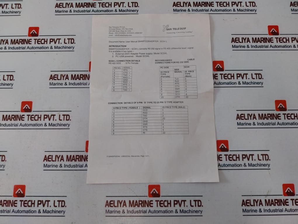 San Telequip Sc04l/ Sacc23134184 Rs232 To Rs422 Smart Converter 230v