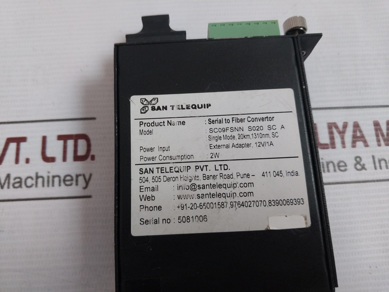 San Telequip Sc09Fsnn Rs232/485/422 To Fiber Converter 12V/1A 2W