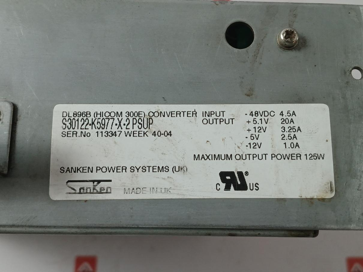Sanken Dl896B Power Supply Module 125W -48Vdc 4.5A S30124-x5096-x