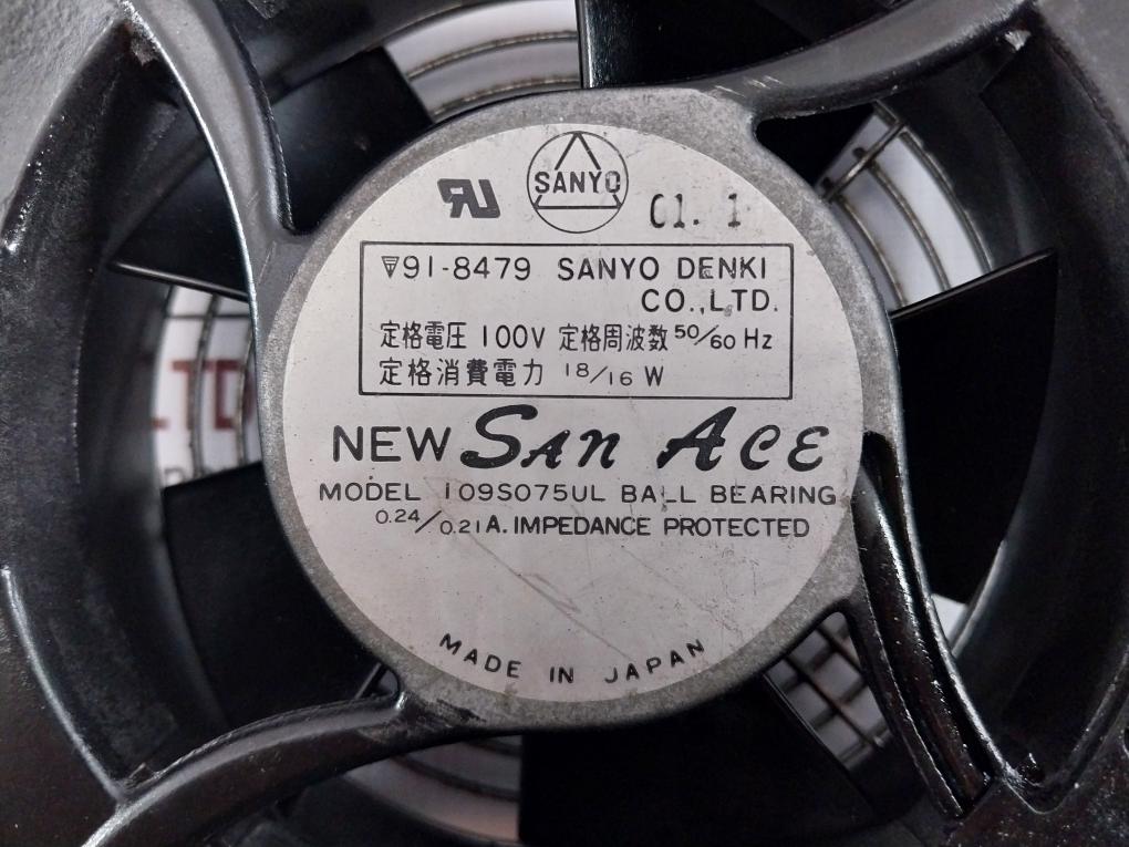 Sanyo 109S075Ul Ac Cooling Fan 100V 50/60 Hz 3A 250V